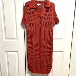 Haven Elegant Deep Rose Crochet Midi Dress Size S